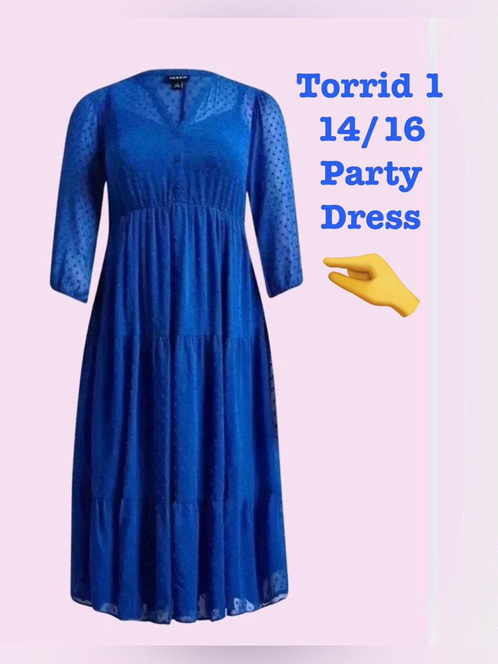 Torrid Sheer Dot Party Dress Blue Like New